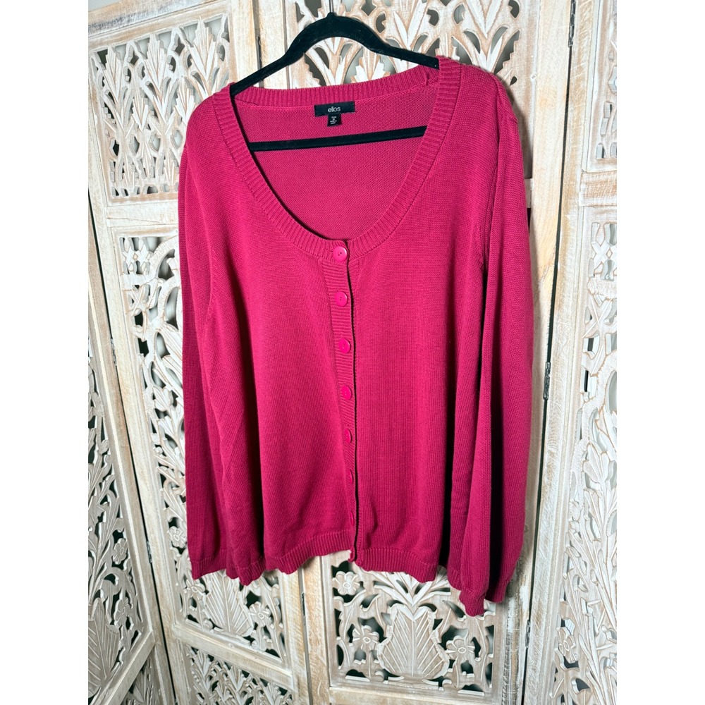 Ellos Rose Pink V-Neck Button Front Cardigan Sweater Plus Size 2X 26/28